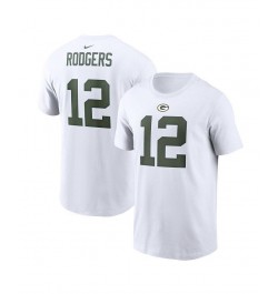 Men's Aaron Rodgers White Green Bay Packers Player Name and Number T-shirt $23.59 T-Shirts