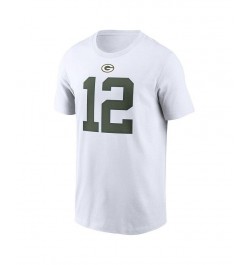 Men's Aaron Rodgers White Green Bay Packers Player Name and Number T-shirt $23.59 T-Shirts