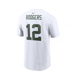 Men's Aaron Rodgers White Green Bay Packers Player Name and Number T-shirt $23.59 T-Shirts