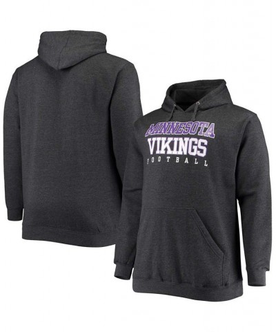 Men's Big and Tall Heathered Charcoal Minnesota Vikings Practice Pullover Hoodie $29.76 Sweatshirt