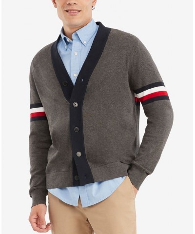 Men's Big & Tall Bill Signature Stripe Color-blocked Cardigan Gray $27.70 Sweaters