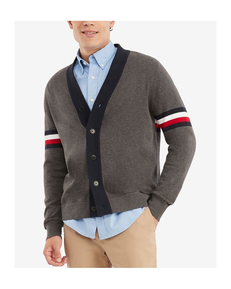 Men's Big & Tall Bill Signature Stripe Color-blocked Cardigan Gray $27.70 Sweaters