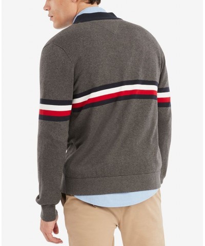 Men's Big & Tall Bill Signature Stripe Color-blocked Cardigan Gray $27.70 Sweaters