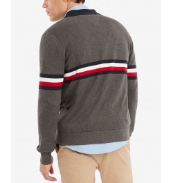 Men's Big & Tall Bill Signature Stripe Color-blocked Cardigan Gray $27.70 Sweaters