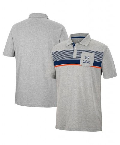 Men's Heathered Gray Virginia Cavaliers Golfer Pocket Polo Shirt $19.78 Polo Shirts