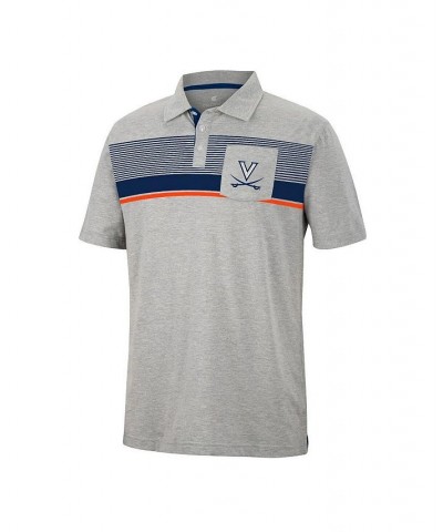 Men's Heathered Gray Virginia Cavaliers Golfer Pocket Polo Shirt $19.78 Polo Shirts