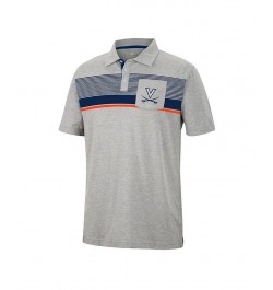 Men's Heathered Gray Virginia Cavaliers Golfer Pocket Polo Shirt $19.78 Polo Shirts