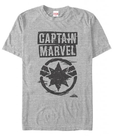 Marvel Men's Captain Marvel Painted Distressed Logo Short Sleeve T-Shirt Gray $17.84 T-Shirts