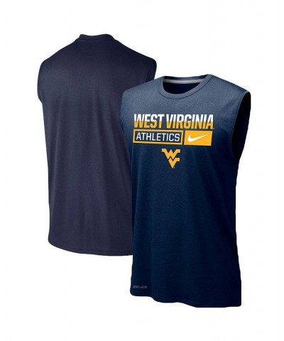 Men's Navy West Virginia Mountaineers Wordmark Drop Legend Performance Tank Top $22.50 T-Shirts