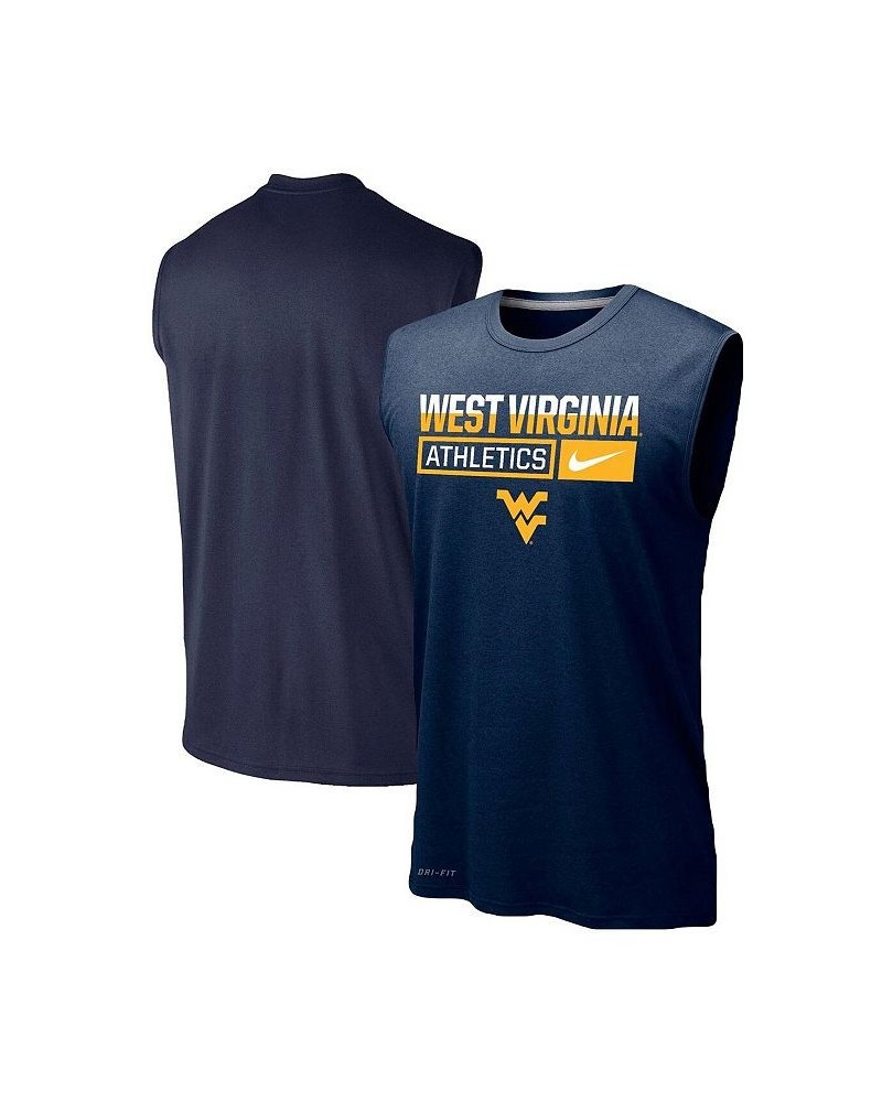 Men's Navy West Virginia Mountaineers Wordmark Drop Legend Performance Tank Top $22.50 T-Shirts