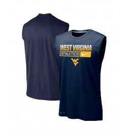 Men's Navy West Virginia Mountaineers Wordmark Drop Legend Performance Tank Top $22.50 T-Shirts