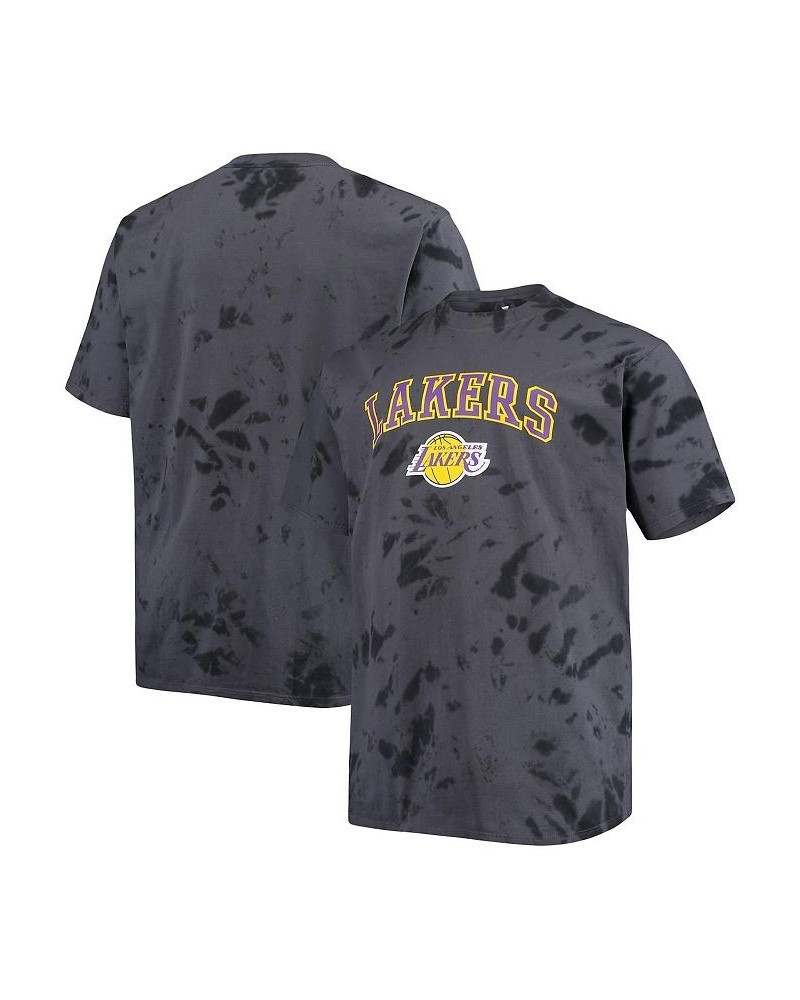 Men's Black Los Angeles Lakers Big and Tall Marble Dye Tonal Performance T-shirt $22.41 T-Shirts