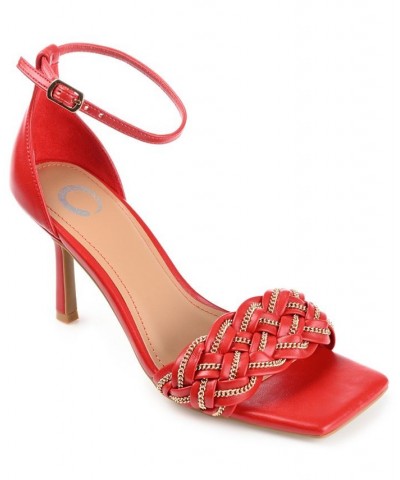 Women's Mabella Braided Chain Sandals Red $41.80 Shoes