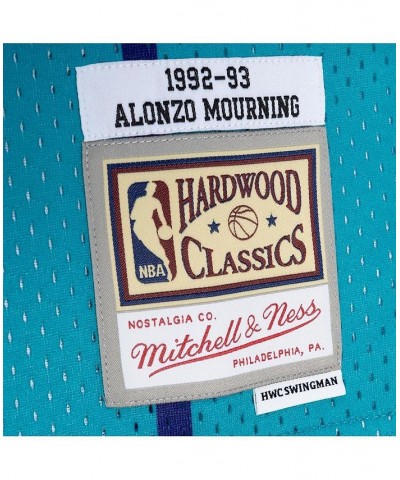 Men's Alonzo Mourning Teal, Purple Charlotte Hornets Hardwood Classics 1992-93 Split Swingman Jersey $42.18 Jersey