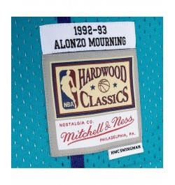 Men's Alonzo Mourning Teal, Purple Charlotte Hornets Hardwood Classics 1992-93 Split Swingman Jersey $42.18 Jersey