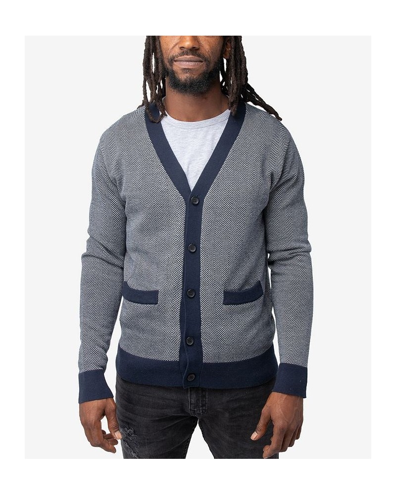 Men's Herringbone Cardigan Sweater White, Navy $26.40 Sweaters