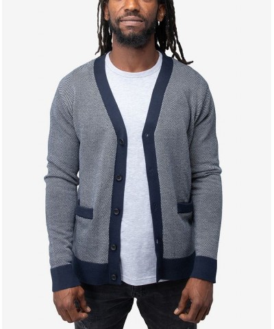 Men's Herringbone Cardigan Sweater White, Navy $26.40 Sweaters