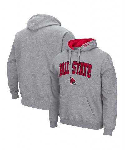 Men's Heathered Gray Ball State Cardinals Arch & Logo 3.0 Pullover Hoodie $25.85 Sweatshirt