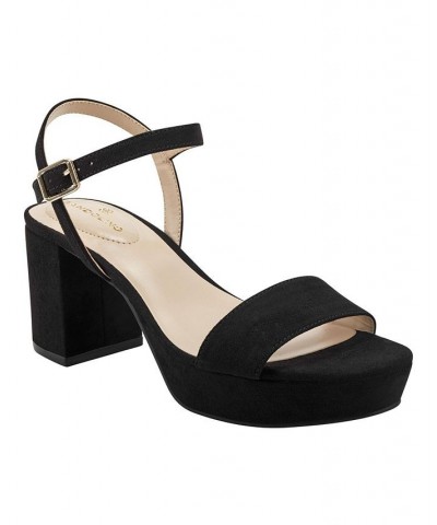 Women's Pennie Platform Block Heel Sandals Black $46.28 Shoes