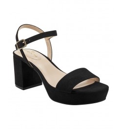 Women's Pennie Platform Block Heel Sandals Black $46.28 Shoes