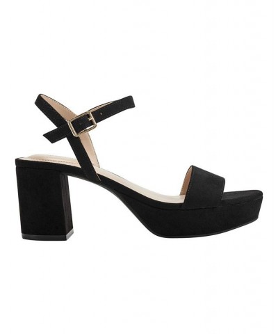 Women's Pennie Platform Block Heel Sandals Black $46.28 Shoes