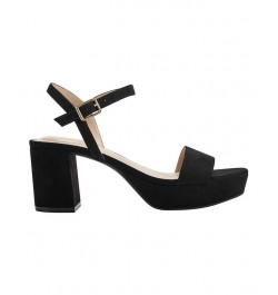 Women's Pennie Platform Block Heel Sandals Black $46.28 Shoes