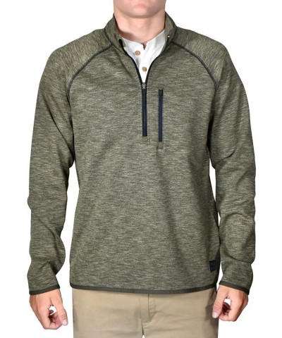 Men's Slub Knit Quarter-Zip Sweater Green $36.75 Sweaters