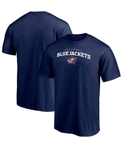 Men's Navy Columbus Blue Jackets Team Logo Lockup T-shirt $17.35 T-Shirts