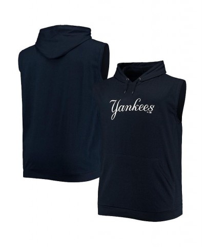 Men's Navy New York Yankees Jersey Muscle Sleeveless Pullover Hoodie $29.63 T-Shirts