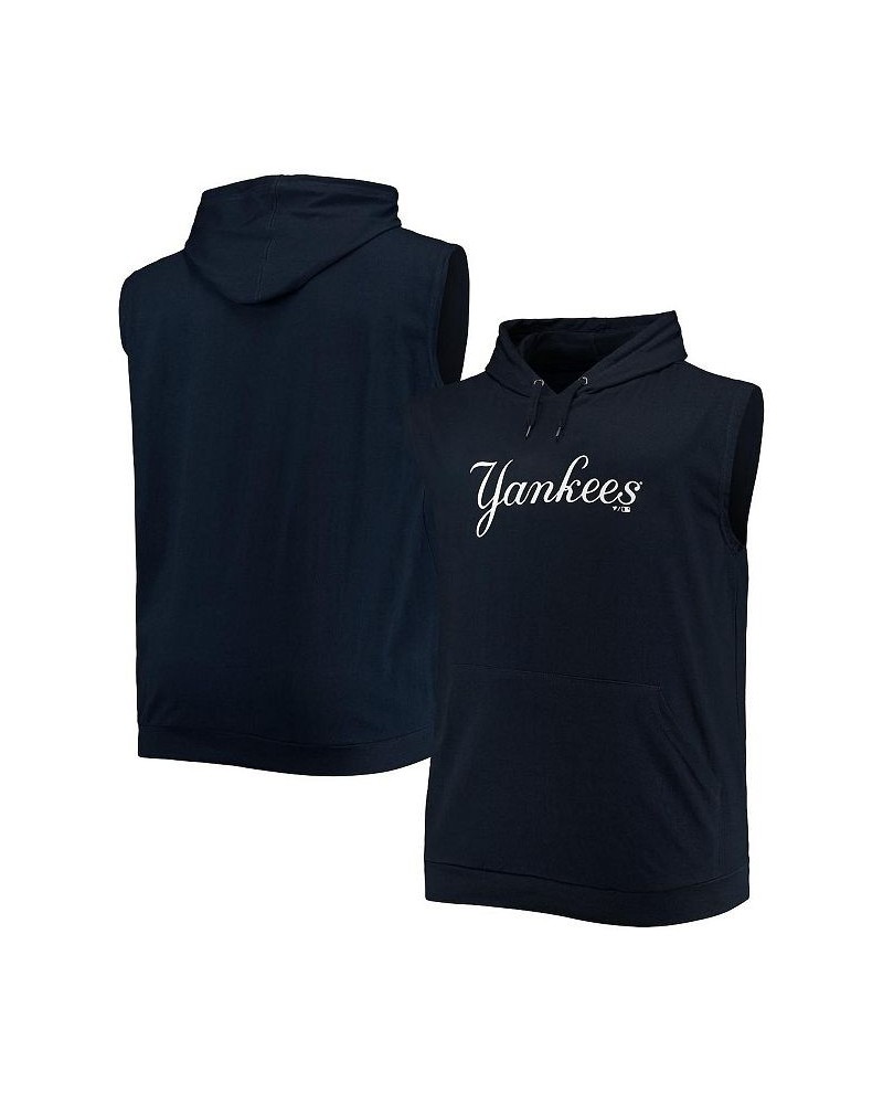 Men's Navy New York Yankees Jersey Muscle Sleeveless Pullover Hoodie $29.63 T-Shirts