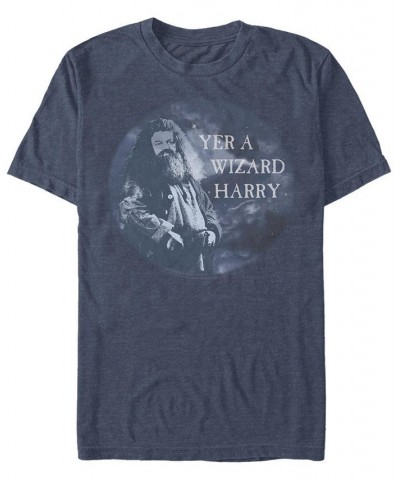 Men's Yer A Wizard Short Sleeve Crew T-shirt Blue $15.05 T-Shirts