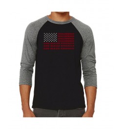 Men's Raglan Word Art T-shirt - God Bless America Gray $20.70 T-Shirts