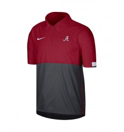 Men's Crimson Alabama Crimson Tide Coaches Half-Zip Pullover Jacket $41.59 Jackets