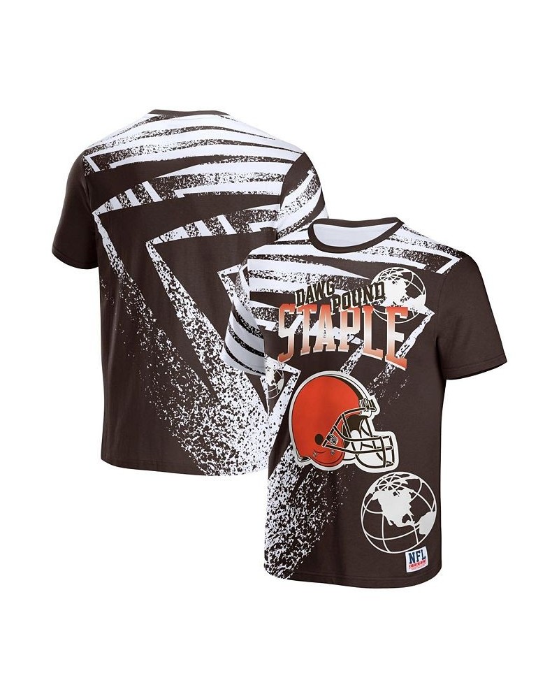 Men's NFL X Staple Brown Cleveland Browns Team Slogan All Over Print Short Sleeve T-shirt $23.99 T-Shirts