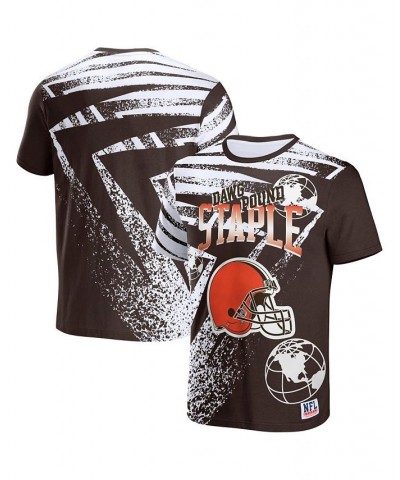 Men's NFL X Staple Brown Cleveland Browns Team Slogan All Over Print Short Sleeve T-shirt $23.99 T-Shirts