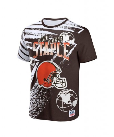 Men's NFL X Staple Brown Cleveland Browns Team Slogan All Over Print Short Sleeve T-shirt $23.99 T-Shirts