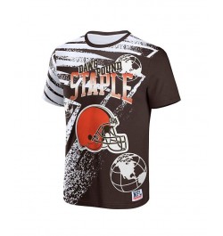 Men's NFL X Staple Brown Cleveland Browns Team Slogan All Over Print Short Sleeve T-shirt $23.99 T-Shirts