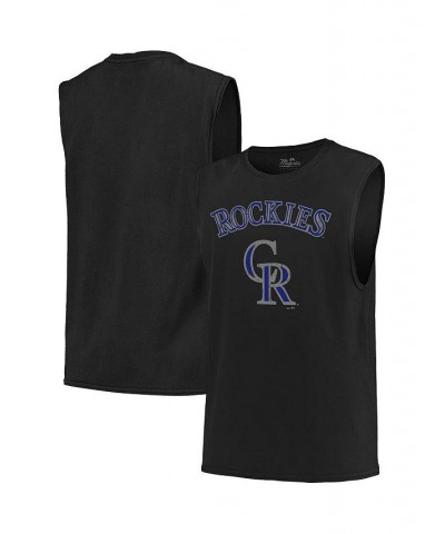 Men's Threads Black Colorado Rockies Softhand Muscle Tank Top $28.49 T-Shirts