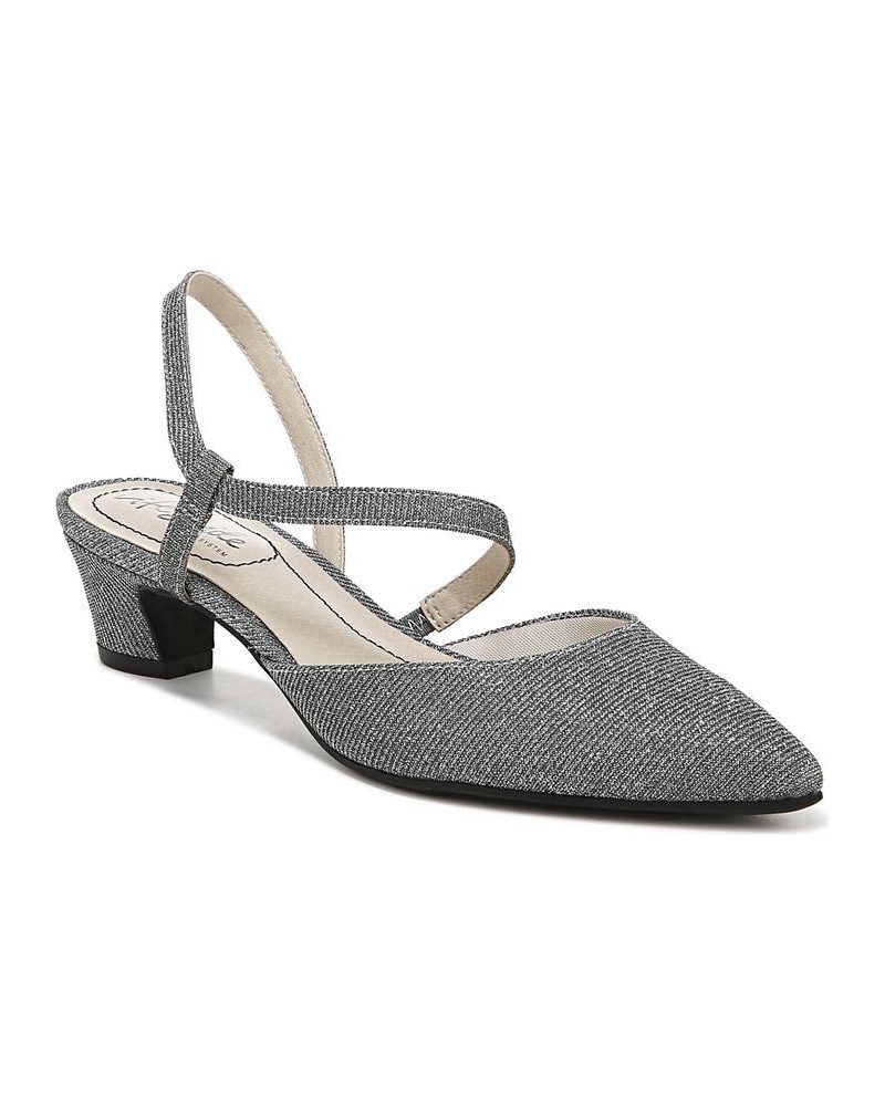 Minimalist Slingback Pumps Silver $46.74 Shoes