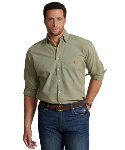 Men's Big & Tall Garment-Dyed Oxford Shirt Green $52.65 Shirts