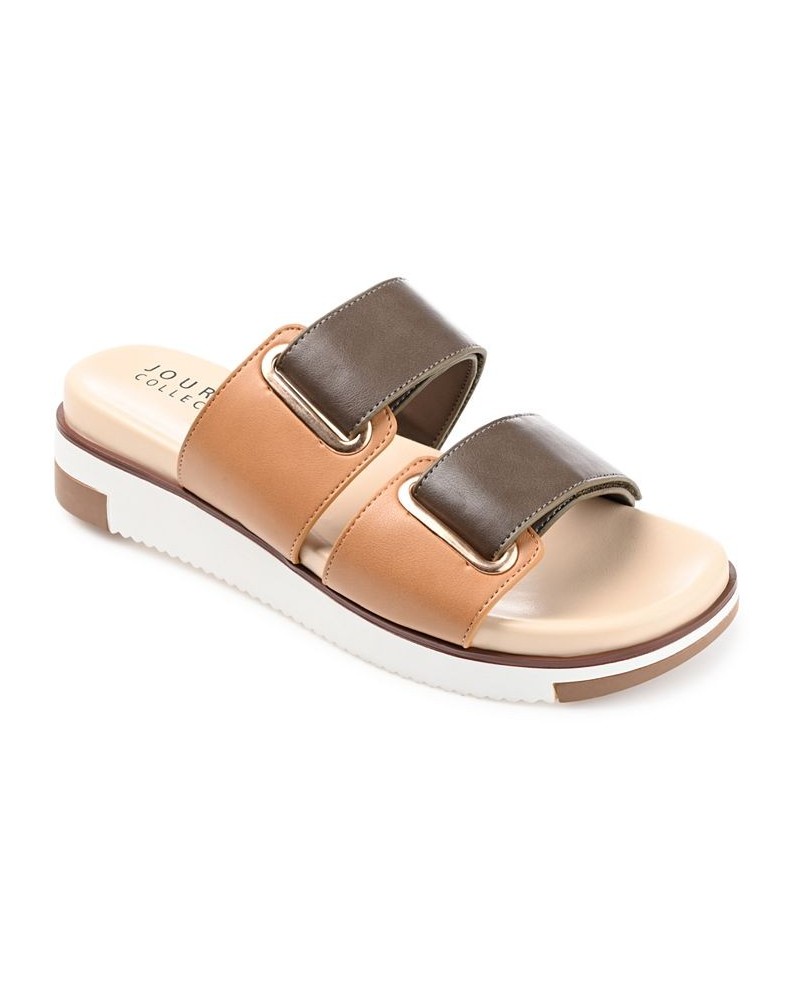 Women's Ashanti Contrast Sandals Tan/Beige $53.99 Shoes