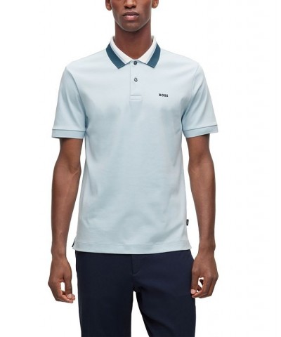 BOSS Men's Color-Blocked Collar Regular-Fit Polo Shirt Blue $53.76 Polo Shirts