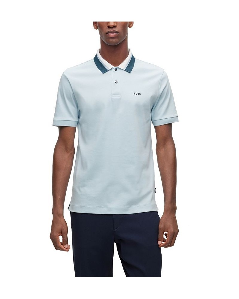 BOSS Men's Color-Blocked Collar Regular-Fit Polo Shirt Blue $53.76 Polo Shirts