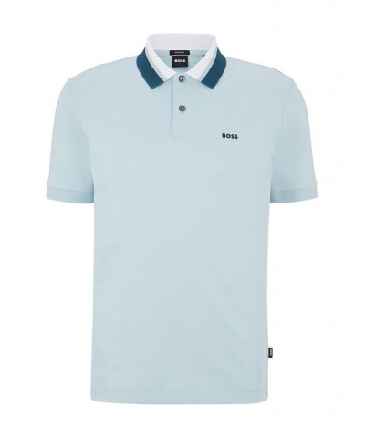 BOSS Men's Color-Blocked Collar Regular-Fit Polo Shirt Blue $53.76 Polo Shirts