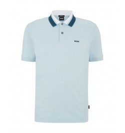 BOSS Men's Color-Blocked Collar Regular-Fit Polo Shirt Blue $53.76 Polo Shirts