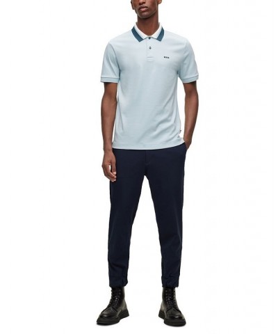 BOSS Men's Color-Blocked Collar Regular-Fit Polo Shirt Blue $53.76 Polo Shirts