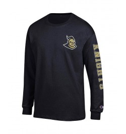 Men's Black UCF Knights Team Stack Long Sleeve T-shirt $26.49 T-Shirts