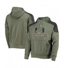 Men's Olive Miami Hurricanes Military-Inspired Appreciation Salute To Service Aeroready Pullover Hoodie $39.77 Sweatshirt