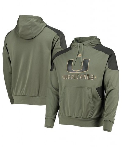 Men's Olive Miami Hurricanes Military-Inspired Appreciation Salute To Service Aeroready Pullover Hoodie $39.77 Sweatshirt