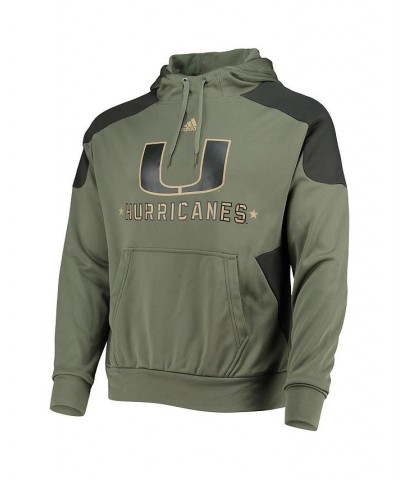 Men's Olive Miami Hurricanes Military-Inspired Appreciation Salute To Service Aeroready Pullover Hoodie $39.77 Sweatshirt